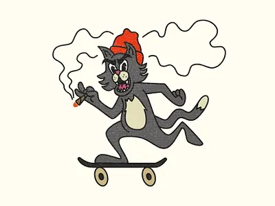 Bad Cat badge brand design draw drawing graphic design icon identity illustrate illustration logo mascot skate skateboard skateboard graphics