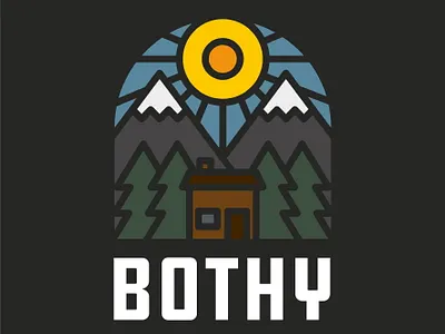 Bothy badge badge bothy brand design draw drawing graphic design hike icon identity illustrate illustration logo mountain outdoors