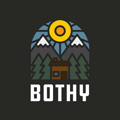 Bothy badge badge bothy brand design draw drawing graphic design hike icon identity illustrate illustration logo mountain outdoors