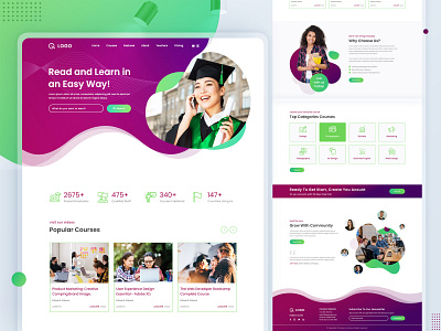 Education Landing Page UX UI Design design education homepage interface landing landing page landing page design landingpage learning minimal project projects uiux user interface web web design webdesign website