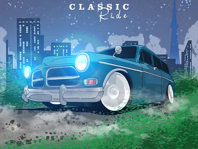 Classic Ride 240volvo car cartoon classic car design illustration illustrator indonesia vector volvo