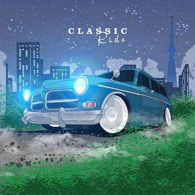 Classic Ride 240volvo car cartoon classic car design illustration illustrator indonesia vector volvo