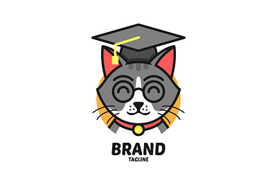 Smart Cat Logo branding cartoon cat college design education exclusive graduate graduation illustration logo mascot pet school smart study studying teach vector