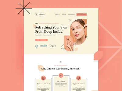 ✳REFRESH - Concept Landing Page Design ✳ beauty product branding business creative design figma design graphicdesign health landing design landing page logo minimalist ui ui design website concept website design