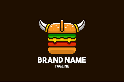 Burger Viking Logo branding burger cafe design exclusive fastfood food illustration logo restaurant vector viking