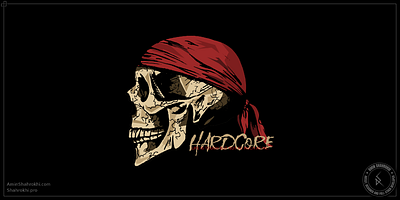 Hardcore - Skull and Bandana T-Shirt amin shahrokhi hardcore merch designer riders shahrokhi shirt design idea shirt design services shirtdesign skull skull drawing skull illustration skull t shirt skulls and bandana t shirt t shirts tee tee designer tees teeshirt tshirt design ideas