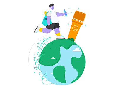 Easy eco lifestyle 2d character clean design digital draw eco ecology green illustration illustrator lifestyle man people planet plants purple summer vector zerowaste