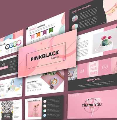 Pinkblack Preview illustration illustrator powerpoint presentation powerpoint template typography