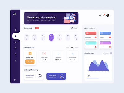 Mac Cleaning app dashboard app clean design cleaning dashboard design desktop flat mac neat simple ui ux web