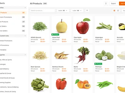 Product Search Grid dashboard data table distributor ecommerce filter grocery grocery platform indiana indianapolis innovatemap list platform pricing product retail search shop supplier ui wholesale