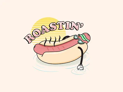 roastin' ☀️ character design hotdog icon illustration illustrator retro retro design retro font summer typography vector vintage