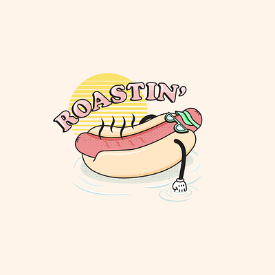 roastin' ☀️ character design hotdog icon illustration illustrator retro retro design retro font summer typography vector vintage