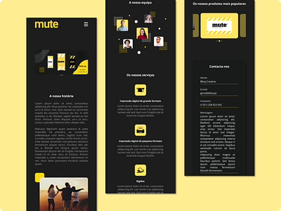 Mute - Digital Production Company dark mode digital production landing page mobile