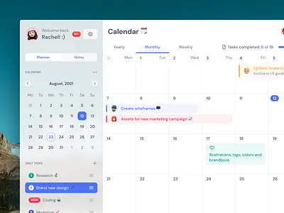 Calendar Planner / Date Picker - UI kit app calendar calendar app dashboard date picker datepicker design design system desktop event planner productivity schedule task teamwork timeline to do ui ui kit ux