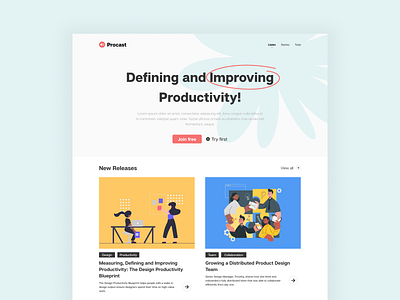 Procast adobexd figma figma design illustration illustrator landing page landingpage podcast product design ui ui design uidesign uiux ux vector web design