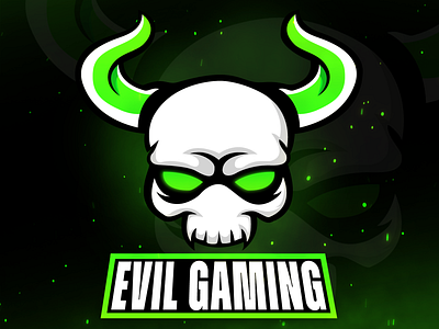 Evil Gaming cartoon illustration colourful dribbble esports logo evil gaming gaming logo gradient gradient color illustration logo logo presentation logodesign logofolio mascot mascot design mascotlogo neon colors neon green skull logo