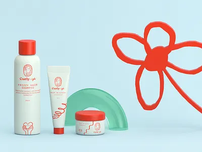 Curly hair cosmetics branding & packaging 3d branding cosmetics identity package design