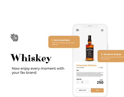 Whiskey App UI Design art branding design flat illustration illustrator minimal typography ui ux