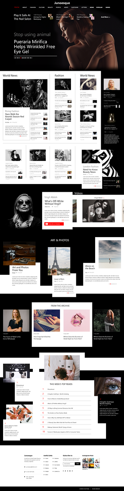 Fashion Magazine Web UI/UX art black black white design fashion magazine ui ux web white