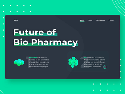 The BioCos product page interaction design 3d 3d design animation app design interaction interface ui ux web