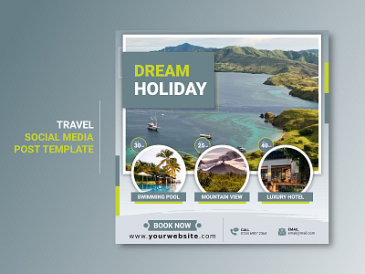 Travel Social Media Post Template branding design facebook instagram instagram banner instagram post instagram stories social media social media design socialmedia