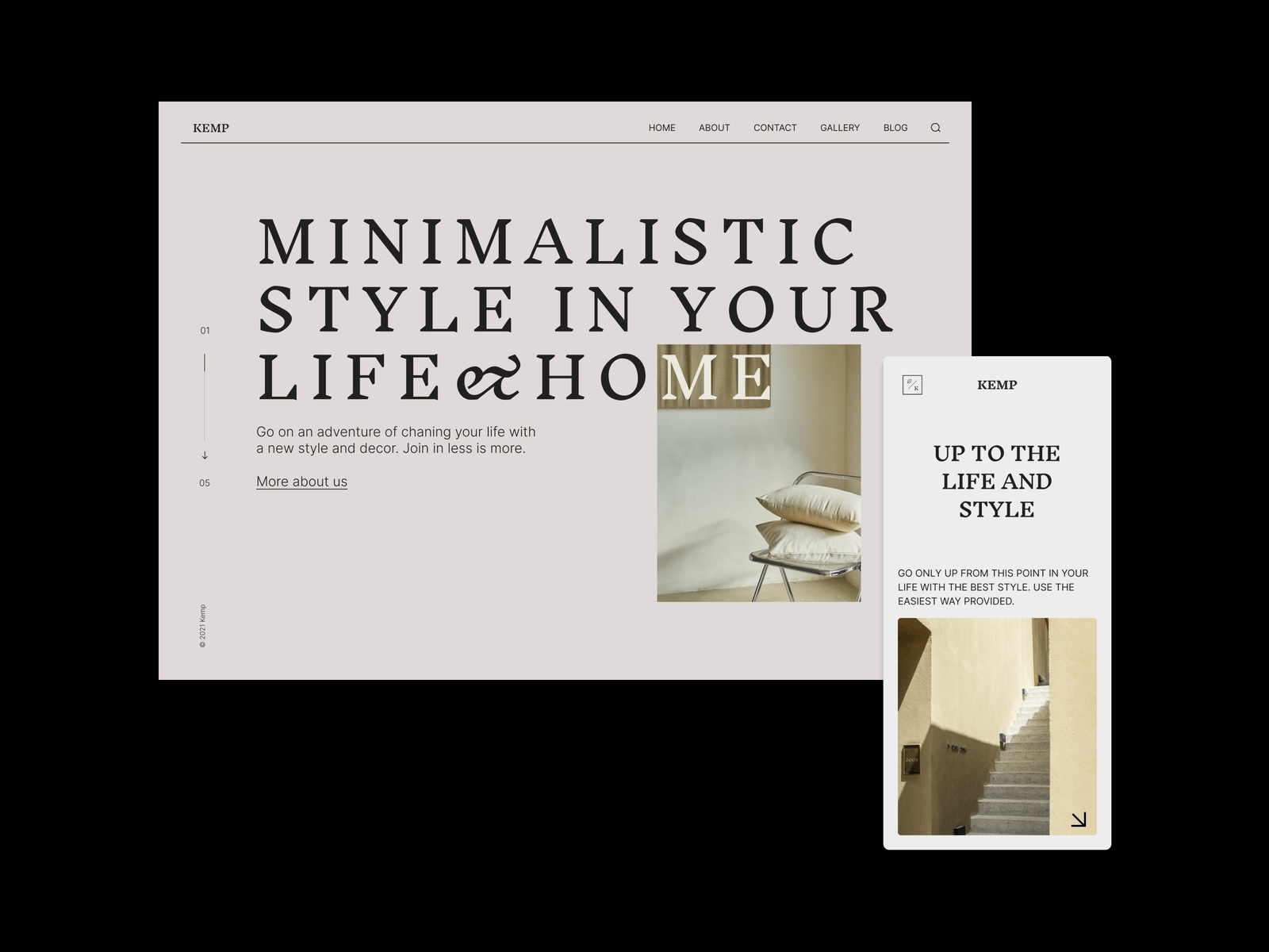 KEMP architecture blog clean design landing page minimal mobile typography webdesign