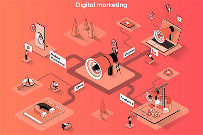 Digital Marketing 3D Isometric Web Banner 3d animation 3d art 3d character 3d illustration agency app banner banners conceptual isometric isometric design landing landing page page process strategy technology web web banner website banner