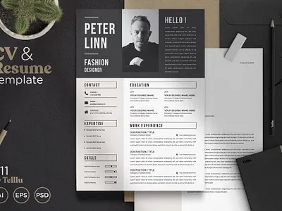 Resume Template v.11 a4 adobe advertising branding catalog catalogue clean fashion indesign lookbook magazine minimalist modern print print design printable printing professional template us lettter