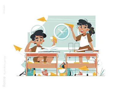 School kids illustration boy character class flat fun girl glasses illustration kid kids kit8 lession message school smart vector