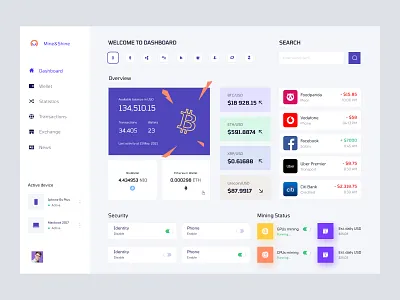 Mining Dashboard UI Concept admin panel admin ui adminpanel analytics chart crypto dashboard cryptocurrency dahsboard dashboard dashboardui dashbroad data finance graph grid interface sidebar stats user dashboard userpanel