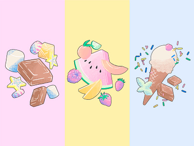 Flavor Profile Illustration - Yummo Ice Cream branding chocolate cute design flavors fruit halftone icecream illustration pop procreate sprinkles