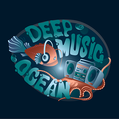DeepMusicOcean deep illustration music ocean vector