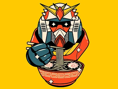 Ramen Mecha anime character illustration kawai mecha ramen robot