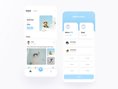 Baby's record app app baby design family ui ux