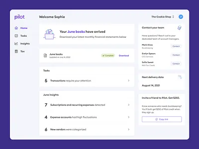 Dashboard Home account switcher card chart dashboard design system fintech graph home modular navigation referal sidebar table ui