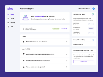 Dashboard Home account switcher card chart dashboard design system fintech graph home modular navigation referal sidebar table ui