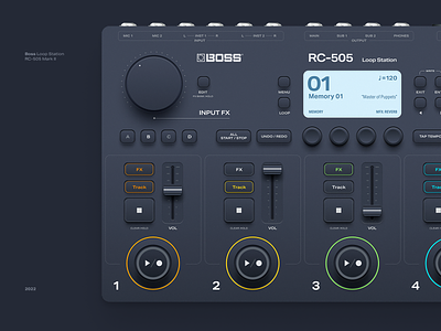 Boss Loop Station Redesign audio audio effect audio plugin boss dark mode figma knobs music music effect plugin sliders ui ux