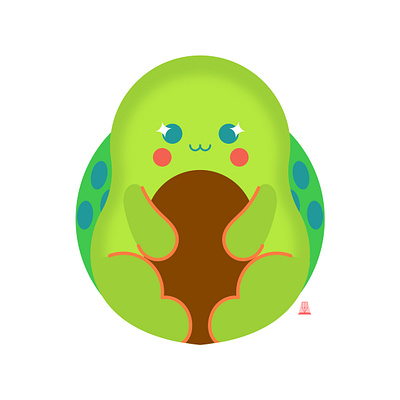 Baby Avocado + Turtle art avocado branding childrens illustration cute animals cute art design illustration kawaii art mascot character mascot design vector