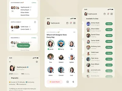 Clubhouse App Redesign 2020 2021 app apple design download dribbble figma flat free green ios minimal minimalist nazmi javier populer shot ui unspace uxui
