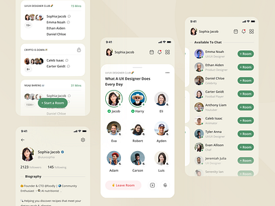 Clubhouse App Redesign 2020 2021 app apple design download dribbble figma flat free green ios minimal minimalist nazmi javier populer shot ui unspace uxui