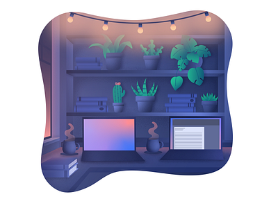 Study Illustration for the Howya App app cafe coffee illustration night plants study ui ui design ui illustration ui ux uidesign uiillustration uiux