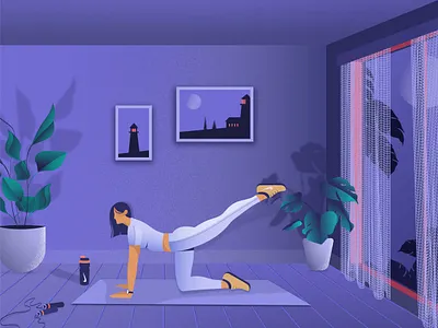 exercise curtain design designer dribbble floor flower frame girl illustrator leaf mat moon nike picture room rope sport vector window