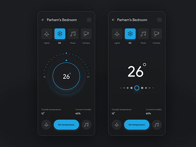 Smart Home air condition app ui design app ux design dark mode app dark mode ui smart app smart home smart home ac smart home app design ui design ux design