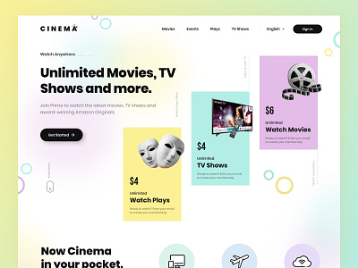 CINEMA landing page design concept app design classic design clean colorful colorfull design fresh landing ui ux webdesign website