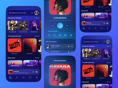 Music App UI/UX app design app interaction audio audio app blur design glass effect glassmorphism mobile application music music app ui ui design uiux ux ux design