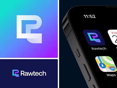 Rawtech - R lettermark tech logo design ai artificial intelligence branding fintech identity lettermark logo logo logo design modern modern logo r r gradient logo r letter logo r logo r modern logo symbol tech tech logo technology logo