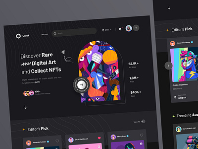 NFT LandingPage-Dark🔥 creative crypto dark design exchange landing landing page nft trend ui uidesign uiux web web design webdesign website