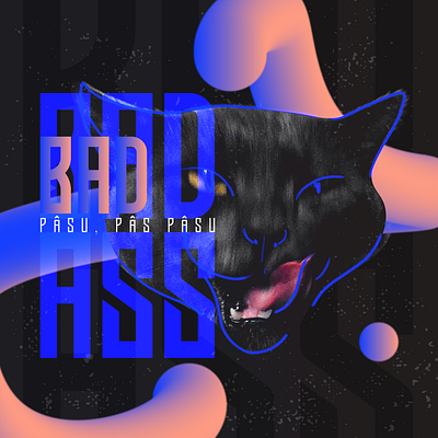 Badass Poster badass cat digital digitalart electric blue graphic design poster poster art poster design