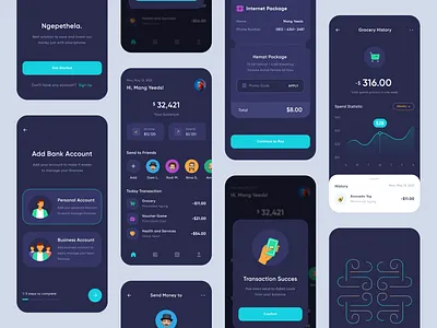 Financial App - UI Design app clean design clean ui daily dark ui design finance app finances illustration mobile mobile app design money app money management ui ui design uiux ux