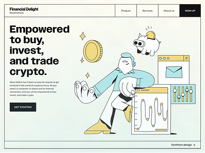 Empowering Crypto Investors - Illustration banking bitcoin branding crypto illustration investment nft outline illustration product trade ui web